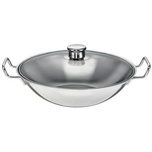 Schulte-Ufer 6659-36 i Wok BO-lang, 36 cm, 5,00 l - Energiebesparende roestvrijstalen wok met accessoires