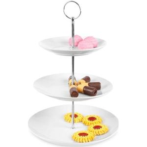 Excellent Houseware - 628900040 - Etagère - Wit - Porselein - 3 Niveaus