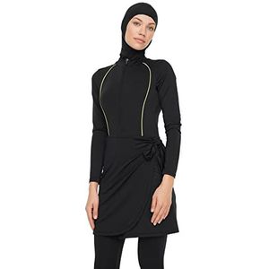 Trendyol Maillots de bain modestes en tricot uni pour femme, Noir, 42