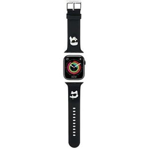 KARL LAGERFELD KLAWLSLKCNK Horlogebandje voor Apple Watch 42/44/45 mm, zwart, 3D-armband van rubber, Karl & Choupette Heads, siliconen, Siliconen