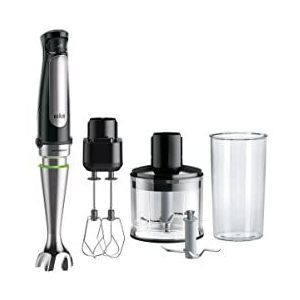 Braun MultiQuick 7 armmixer, spatcontrole, onderdelen vaatwasmachinebestendig, BPA-vrij kunststof glas 600 ml, garde, hakmolen 500 ml, ijsmes MQ 7035XBI, 1000 W, zwart