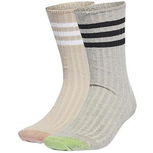 adidas Set van 2 paar uniseks comfortabele sokken, middengrijs gemêleerd/beige/zwart/wit, XL
