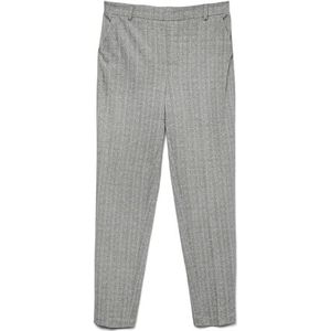 VERO MODA Vmsilva Mw Tapered Pant stoffen broek voor dames, Zwart/Details: wit visgraat
