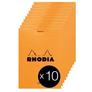 RHODIA 12600C – notitieblok, nr. 12, oranje – 8,5 x 12 cm – gelinieerd – 80 afneembare vellen – wit papier 80 g – omslag van gecoate kaart – verpakking van 10 blokken