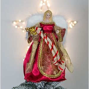 The Christmas Workshop 82000 kerstboomtop 12 cm 30 cm traditionele engel rood goud