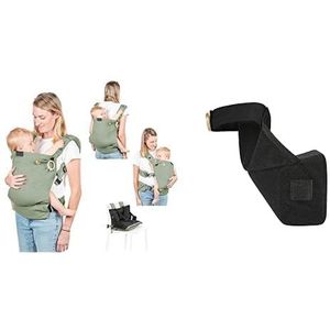 Babymoov Moov & Boost Fysiologische babydrager Sage Green + verloopstuk voor pasgeborenen – vanaf de geboorte – uitbreidbaar als stoelverhoger