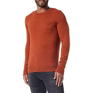 TOM TAILOR Gebreide trui met borstzak voor, 30255 – Flame Orange Marine fijne molen
