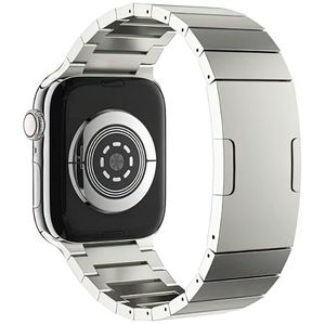MaKTech Titanium band, lichtgewicht metalen armband met geïntegreerde gesp, voor Apple Watch 9/Ultra 2/SE/8/7/2023, Titanium