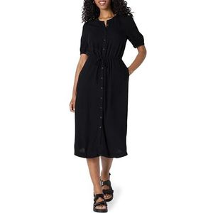 Amazon Essentials Robe midi trapèze cintrée à manches mi-longues pour femme, coupe décontractée, noir, taille L