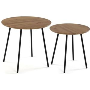 Versa - Bijzettafels - Metaal Hout - Set van 2 - Industrial Ontwerp