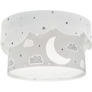 Dalber Plafondlamp voor kinderen, maan en sterren, grijs, kroonluchter slaapkamer; kinderen, plafondlamp, 61236E, E27