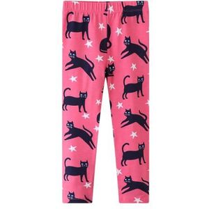 CM-Kid Pantalon pour fille en coton élastique pour printemps, automne, hiver, Chat rose., 92