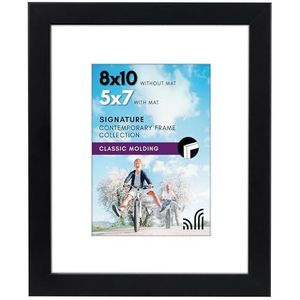 Americanflat Zwarte fotolijst 20,3 x 25,4 cm - Display 12,7 x 17,8 cm met passe-partout en 20,3 x 25,4 cm zonder passe-partout - Gelaagd hout met onbreekbaar glas - Horizontale en verticale formaten voor muur en tafel