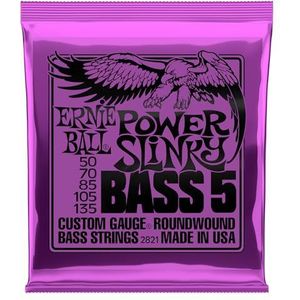 Ernie Ball Power Slinky 5-snarige elektrische bassnaren van nikkel (50-135)