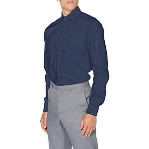 Seidensticker Zakelijk overhemd voor heren, gemakkelijk te strijken, regular fit, lange mouwen, kentkraag, 100% katoen, Blauw