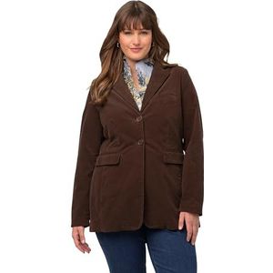 Ulla Popken Blazer maison de campagne en velours côtelé pour femme, marron foncé, 48 Große Größen