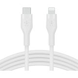Belkin BoostCharge Flex USB-C naar Lightning kabel van siliconen (2 m), MFi-gecertificeerd (20 W), Power Delivery opladen voor iPhone 14/14 Plus, 13, 12, Pro, Max, mini, SE, iPad enz. (wit)