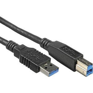 PremiumCord USB 3.0 A-B aansluitkabel 5 m SuperSpeed datakabel tot 5 Gbit/s oplaadkabel USB 3.0 type A naar B-stekker 9-polig Kleur: zwart. Lengte: 5 m: