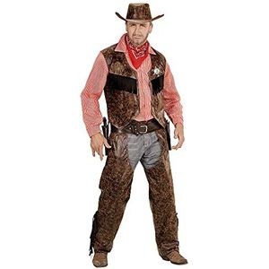 Widmann - Cowboy-kostuum, T-shirt met vest, hoed en hoed, wildvesten, carnaval, themafeest