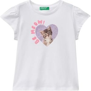 United Colors of Benetton T- Shirt Manches Courtes Fille, Bianco Ottico 101, 82