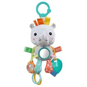 Bright Starts, Speelgoed voor kinderwagen, neushoorn – met rammelaar, spiegel en lussen Taggie