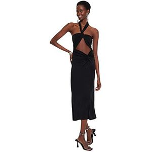 Trendyol Trendyol Dames Shift Fitted Knit Dress Trendyol A-lijn mesh-jurk voor dames, zwart.