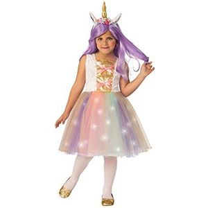 Rubies Prinses Shiny Unicorn kostuum voor meisjes, eenhoornjurk van veelkleurig organza en hoofdband, origineel, ideaal voor Halloween, Kerstmis, carnaval en verjaardag.