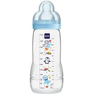 MAM Easy Active-drinkfles (330 ml), babyfles met MAM speen maat 2, gemaakt van SkinSoft siliconen, melkfles met ergonomische vorm, 4+ maanden, ruimte