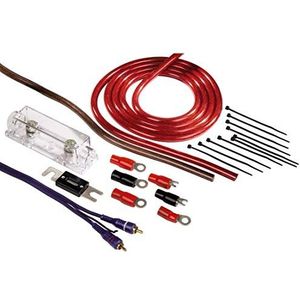Hama Aansluitset voor hifi-versterker auto met stroomkabels (25 mm²), RCA-kabel, zekeringhouder, zekering, kabelschoenen en kabelbinders