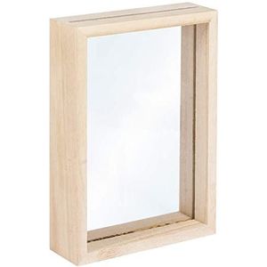 Rayher Fotolijst van natuurlijk hout om neer te zetten, 11,5 x 16 x 3,5 cm, massief hout met dubbel acrylglas, 62839505