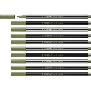 Metallic viltstift, STABILO pen, 68 metallic, 10 stuks, middelgrote punt, lichtgroen