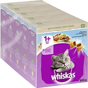 Whiskas Adult 1+ tonijndroogvoer, 5 x 800 g (5 verpakkingen) - droogvoer voor volwassen katten - verschillende productverpakkingen verkrijgbaar