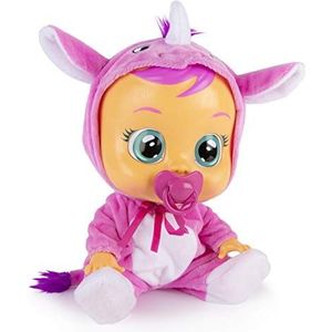 CRY BABIES Roze neushoorn Sasha | interactieve pop huilt echte tranen met zuignap en pyjama - ideale babypop voor kinderen + 18 maanden