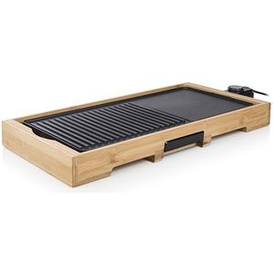 Tristar BP-2641 Bamboo Grill XL – Bamboe behuizing – Vetopvangbakje – 6 personen, Zwart