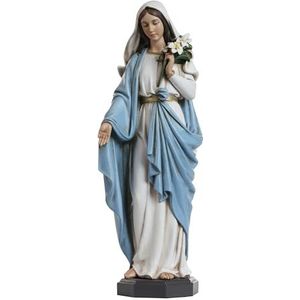 Grace4Joy Standbeeld van de Maagd Maria - 25,4 cm - Elegante woondecoratie - Handbeschilderd - Heilige Maria met lelies - Renaissance collectie