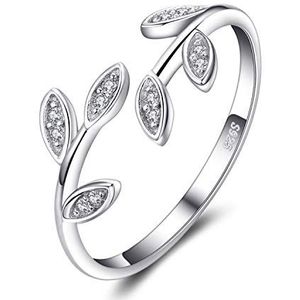 JewelryPalace Olijf Blad Zirconia Verstelbare open ring 925 sterling zilver