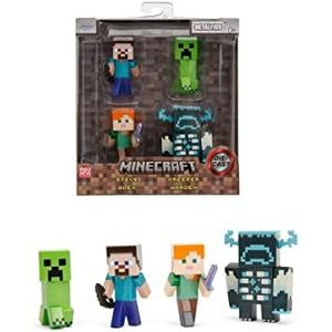 Jada Metalfigs Die-Cast Minecraft Figuren Wave 9, 4st - Verzamelset met Steve, Alex, Creeper en Warden - 6,5 cm hoog - Geschikt vanaf 8 jaar