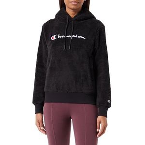 Champion Legacy American Classics W Bonded Polar Teddy Sweatshirt met capuchon voor dames, zwart.