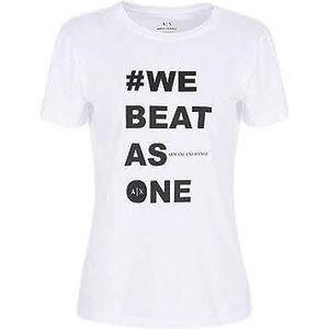 Armani Exchange T-shirt van katoenen jersey met opschrift ""We Beat As One"" T-shirt voor dames, Wit
