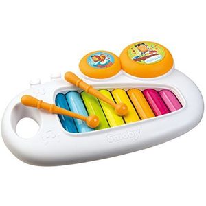 Smoby - Cotoons xylofoon – muziekinstrument – 2 staven + 2 trommels – draaggreep – speelgoed voor baby's vanaf 12 maanden – 110500