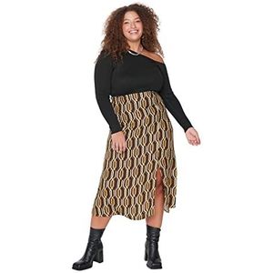 Trendyol Trendyol Midirok voor dames, met splitjes, oversized damesrok (1 stuk), Bruin