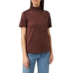 G-STAR RAW, Dames bovendeel Mock Neck Graphic Pocket, Bruin (Brown Stone C539-c964)