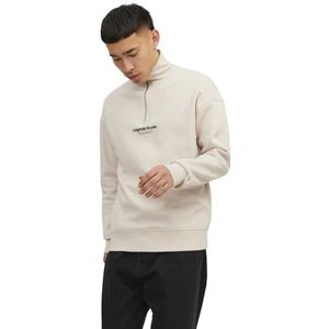 Jack & Jones Jorvesterbro Sweatshirt Quarter Zip Hn Sn Sweatshirt voor heren, Beige