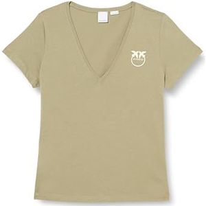 Pinko Turbato T-shirt Jersey Snow Wash Logo Femme, U84_Vert Vertiver, XXS