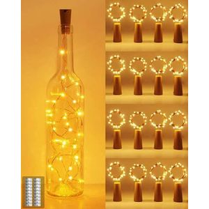 kolpop Led-flessenslinger, 2 m, 20 leds [16 stuks] lichtketting, waterdicht, zilverdraad, flexibele decoratie voor Kerstmis, feest, bruiloft, tuin