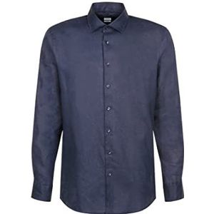 Seidensticker Shirt met lange mouwen en rechte pasvorm heren, Donkerblauw