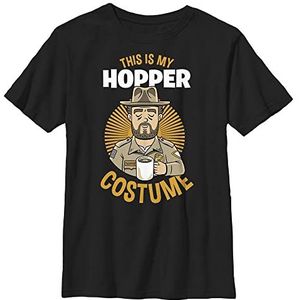 Stranger Things Hopper kostuum T-shirt korte mouwen zwart, eenheidsmaat unisex kinderen, zwart, eenheidsmaat, zwart.