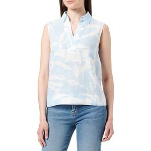 s.Oliver Mouwloze damesblouse, Blauw | Crème 50a3