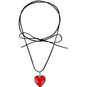 DIVINA VITAE Dikke hartvormige choker halsketting voor meisjes, glazen hartvormige hanger, verstelbare zwarte fluwelen halsketting, gothic hartvormige halsketting y2k, sieraden, Hars Glas Hars Glas