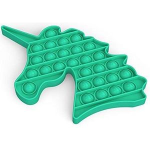 Pop It – Bubble Fidget Toy – anti-stress spel, ontspannend, voor volwassenen en kinderen (vorm: eenhoorn, kleur: groen)